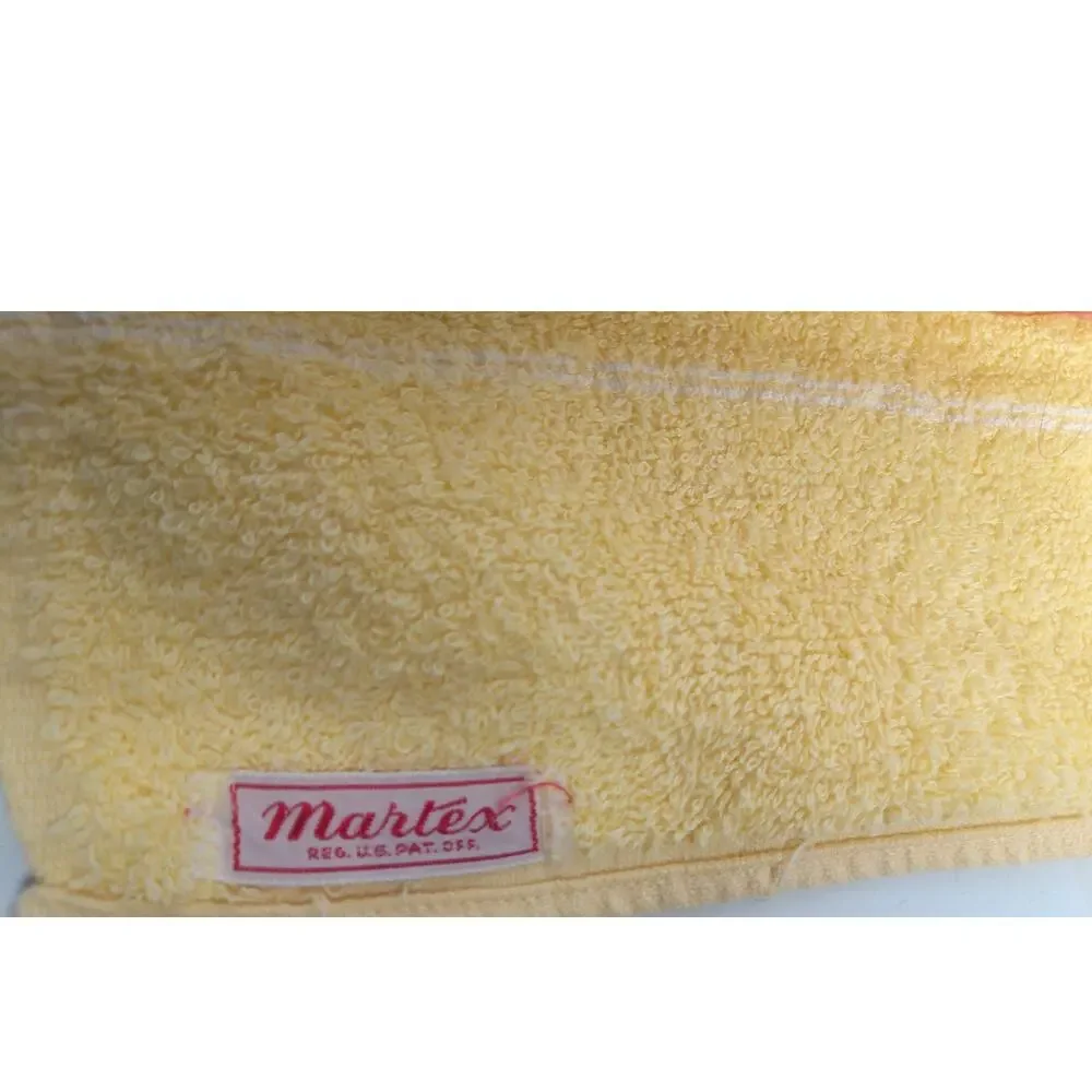 Vintage Martex Yellow Punch Needle Bath Towel Southern Belle Lady